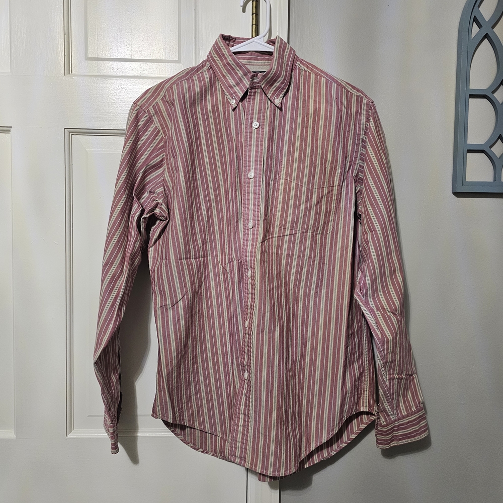 American Living Red and White Striped Casual Shirt